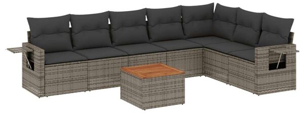 Polyrattan Kerti Ülőgarnitúra - 8 Részes - Szürke