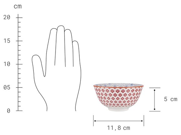ORNAMENTS tálka 240 ml, piros-kék