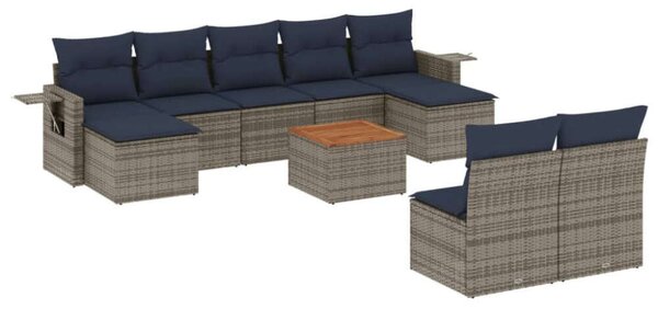 VidaXL Polyrattan Kerti Ülőgarnitúra - 10 részes - Szürke