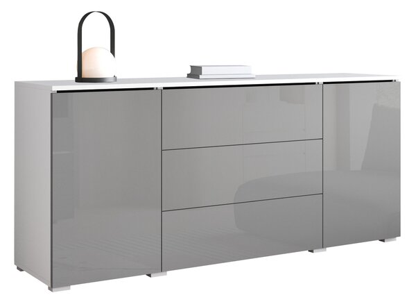 Komód Mirfivo 102, Laminált forgácslap, 66x150x40cm, Fényes szürke