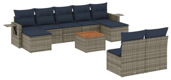 VidaXL Polyrattan Kerti Ülőgarnitúra - 10 részes - Szürke