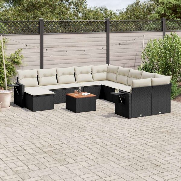 VidaXL Polyrattan Kerti Ülőgarnitúra - 14 részes - Fekete