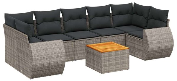 VidaXL Polyrattan Kerti Ülőgarnitúra - 8 részes - Szürke
