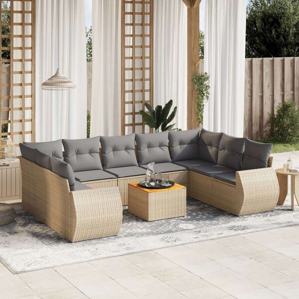 VidaXL Polyrattan Kerti Ülőgarnitúra - 10 részes - Bézs