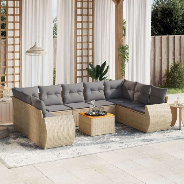 VidaXL Polyrattan Kerti Ülőgarnitúra - 10 részes - Bézs