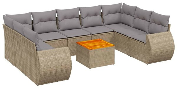 VidaXL Polyrattan Kerti Ülőgarnitúra - 10 részes - Bézs