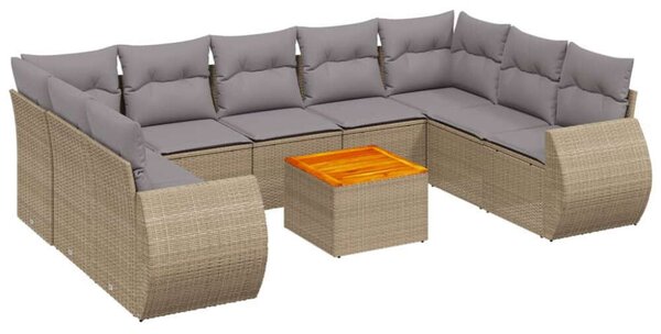 VidaXL Polyrattan Kerti Ülőgarnitúra - 10 részes - Bézs