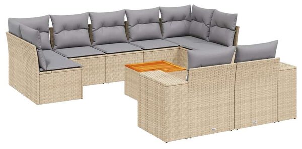 VidaXL Polyrattan Kerti Ülőgarnitúra - 10 részes - Bézs