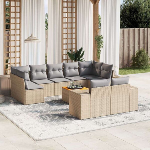 VidaXL Polyrattan Kerti Ülőgarnitúra - 10 részes - Bézs