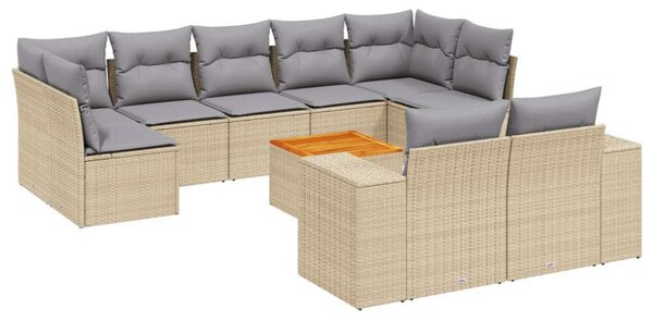 VidaXL Polyrattan Kerti Ülőgarnitúra - 10 részes - Bézs