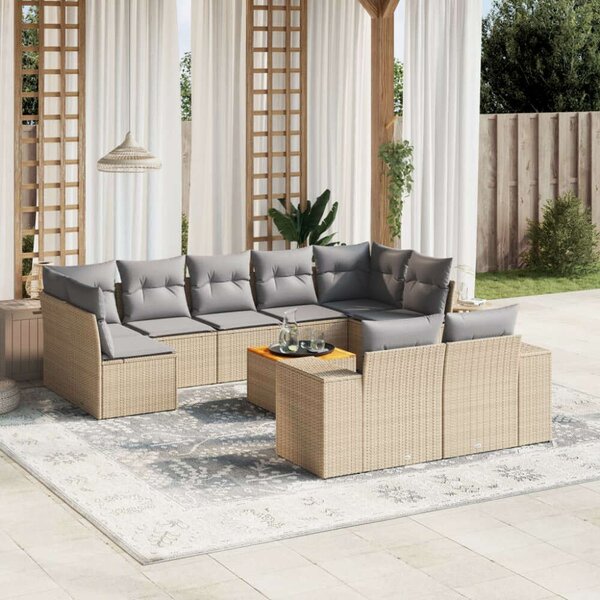 VidaXL Polyrattan Kerti Ülőgarnitúra - 10 részes - Bézs