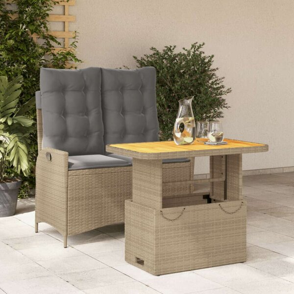 VidaXL Kertbútor Szett - 2 Személyes Étkezőgarnitúra - Bézs Polyrattan
