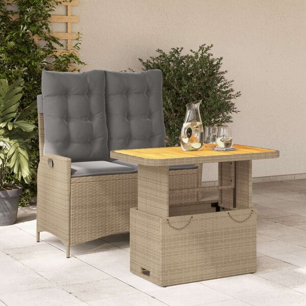 VidaXL Kertbútor Szett - 2 Személyes Étkezőgarnitúra - Bézs Polyrattan