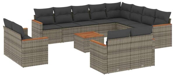 VidaXL Polyrattan Kerti Ülőgarnitúra - 13 részes - Szürke