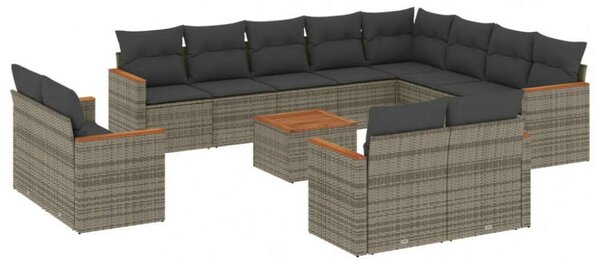 VidaXL Polyrattan Kerti Ülőgarnitúra - 13 részes - Szürke