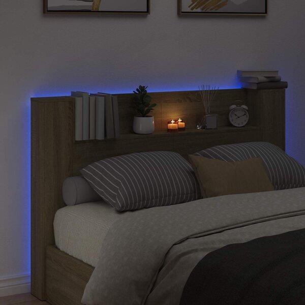 VidaXL LED-es Fejtámla Szekrény Sonoma 160 x 16,5 x 103,5 cm Faanyag