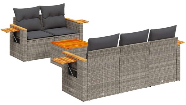 VidaXL Polyrattan Kerti Ülőgarnitúra - 6 részes - Szürke
