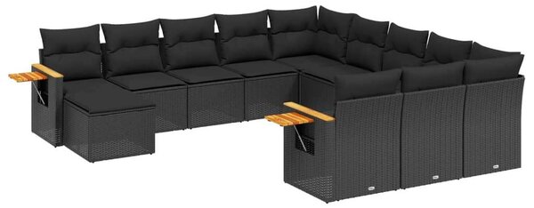 VidaXL Polyrattan Kerti Ülőgarnitúra - 11 részes - Fekete