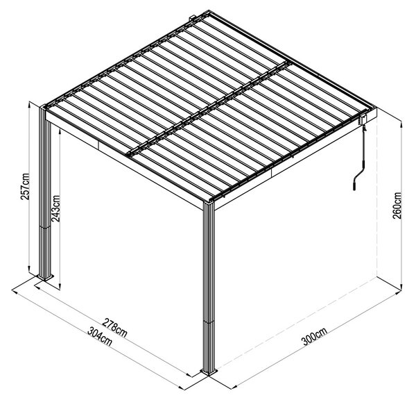 G21 Trenton 3x3 m bioklimatikus pergola, antracit alumínium