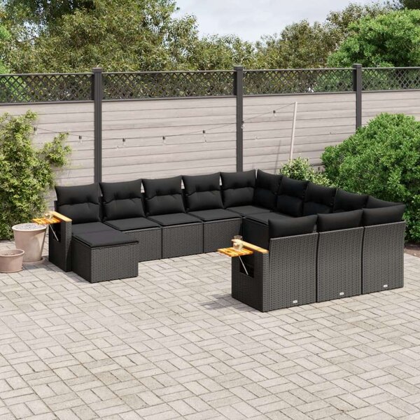 VidaXL Polyrattan Kerti Ülőgarnitúra - 11 részes - Fekete