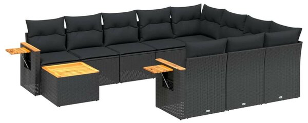 VidaXL Polyrattan Kerti Ülőgarnitúra - 11 részes - Fekete