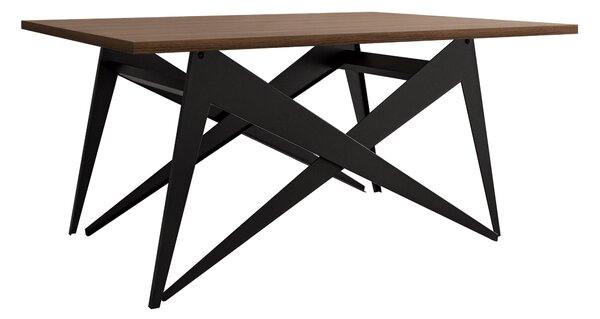 Kihajtható dohányzóasztal Oswego 150, Fém, Laminált forgácslap, 45x70cm, Dió, Fekete