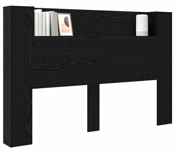 VidaXL LED-es Fejtámla Szekrény Fekete Tölgy 160 x 16,5 x 103,5 cm