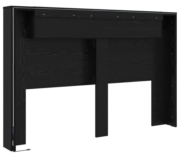 VidaXL LED-es Fejtámla Szekrény Fekete Tölgy 160 x 16,5 x 103,5 cm