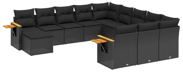 VidaXL Polyrattan Kerti Ülőgarnitúra - 11 részes - Fekete