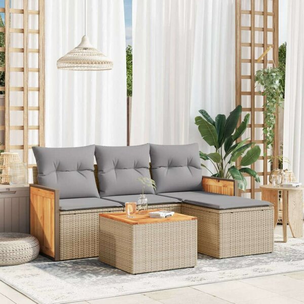 VidaXL Polyrattan Kerti Ülőgarnitúra - 5 részes - Bézs