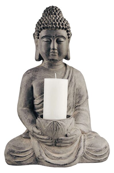 BUDDHA szobor mécsestartóval, 46 cm