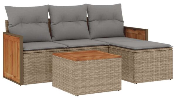 VidaXL Polyrattan Kerti Ülőgarnitúra - 5 részes - Bézs
