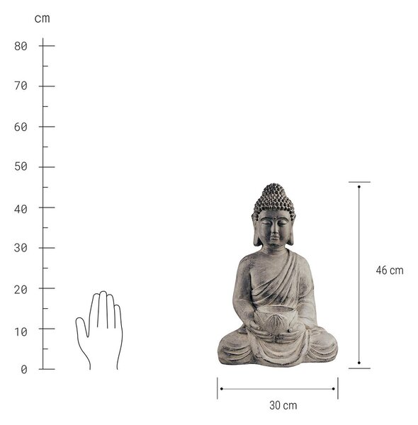 BUDDHA szobor mécsestartóval, 46 cm