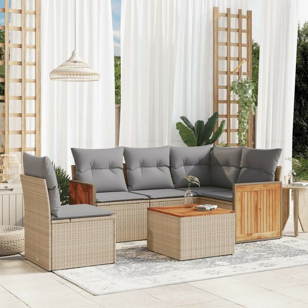 VidaXL Polyrattan Kerti Ülőgarnitúra - 6 részes - Bézs