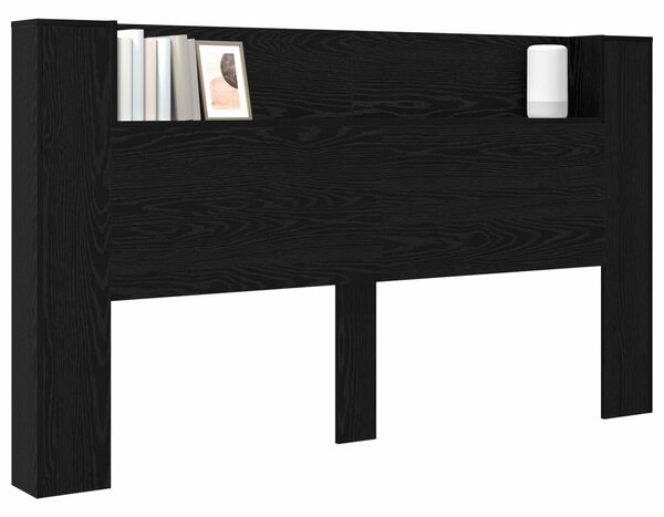VidaXL LED-es Fejtámla Szekrény Fekete Tölgy 180 x 16,5 x 103,5 cm
