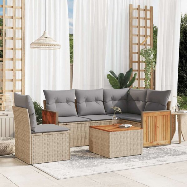 VidaXL Polyrattan Kerti Ülőgarnitúra - 6 részes - Bézs