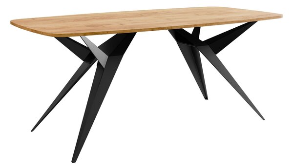 Asztal Oswego 152, 76x90cm, Fekete, Kézműves aranytölgy