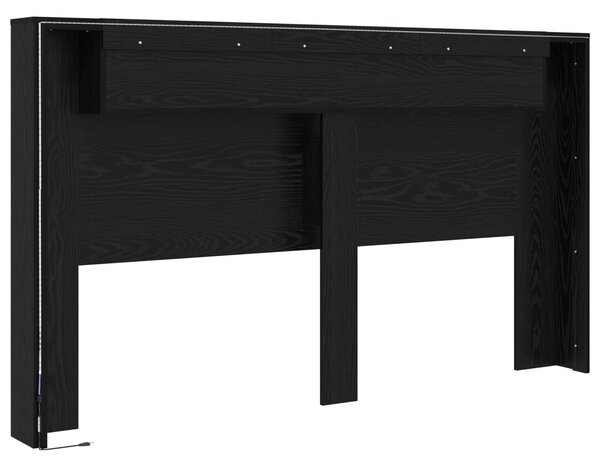 VidaXL LED-es Fejtámla Szekrény Fekete Tölgy 180 x 16,5 x 103,5 cm