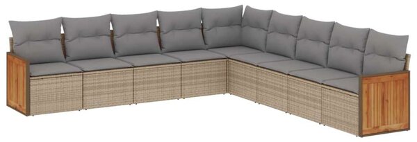 VidaXL Polyrattan Kerti Ülőgarnitúra - 9 részes - Bézs