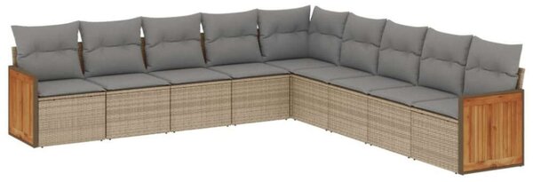VidaXL Polyrattan Kerti Ülőgarnitúra - 9 részes - Bézs