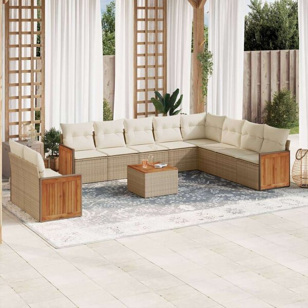 VidaXL Polyrattan Kerti Ülőgarnitúra - 11 részes - Bézs