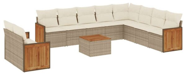VidaXL Polyrattan Kerti Ülőgarnitúra - 11 részes - Bézs