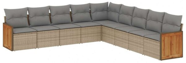 VidaXL Polyrattan Kerti Ülőgarnitúra - 9 részes - Bézs