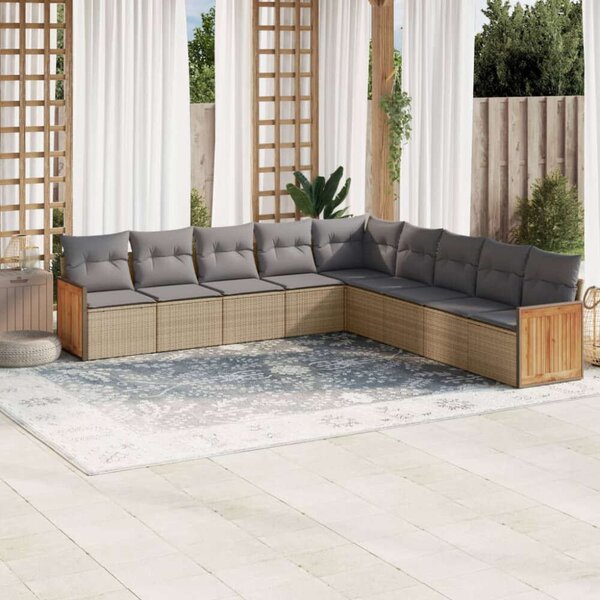 VidaXL Polyrattan Kerti Ülőgarnitúra - 9 részes - Bézs
