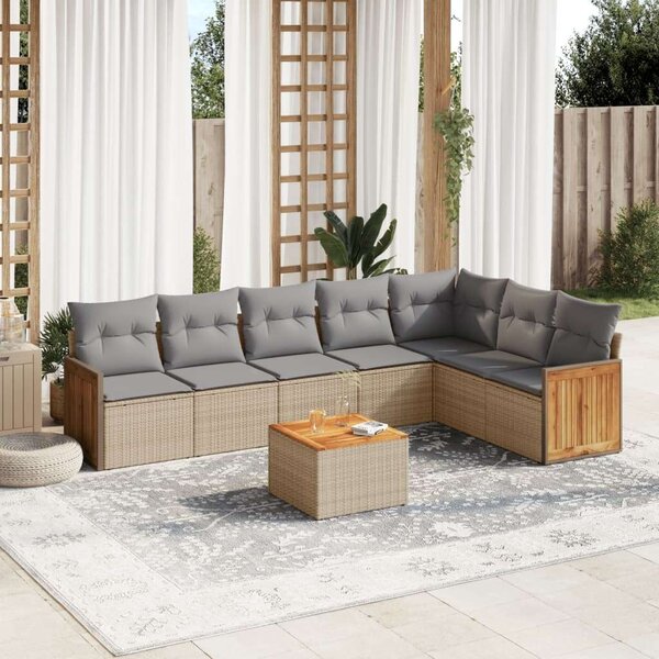 VidaXL Polyrattan Kerti Ülőgarnitúra - 8 részes - Bézs