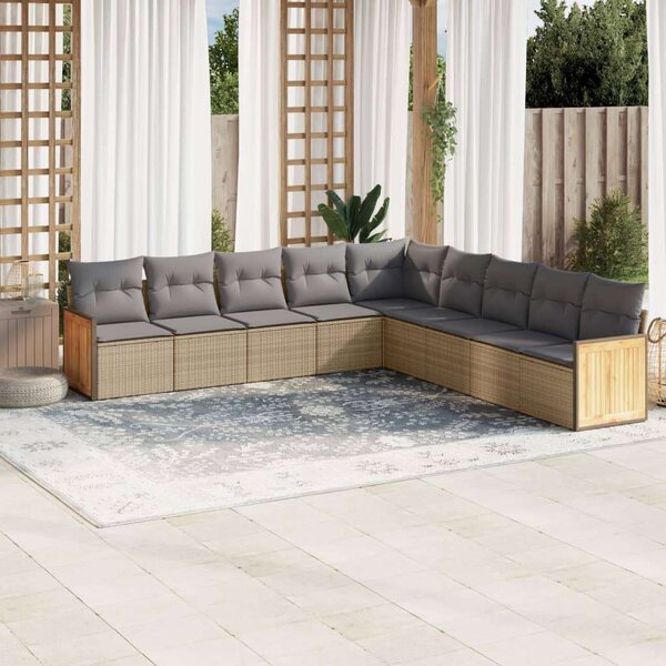 VidaXL Polyrattan Kerti Ülőgarnitúra - 9 részes - Bézs