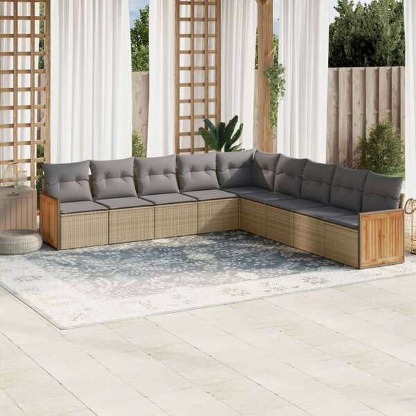 VidaXL Polyrattan Kerti Ülőgarnitúra - 9 részes - Bézs