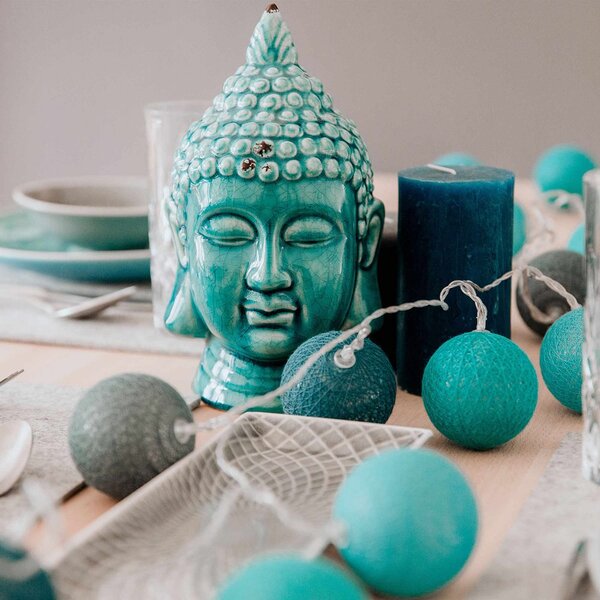 BUDDHA fej, türkiz