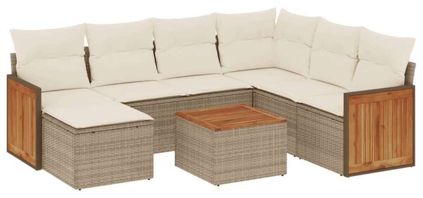VidaXL 8 részes bézs polyrattan kerti ülőgarnitúra párnával