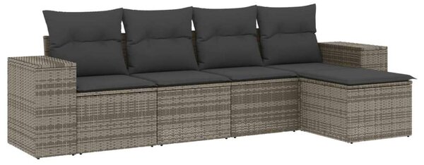 VidaXL 5 részes szürke polyrattan kerti ülőgarnitúra párnákkal